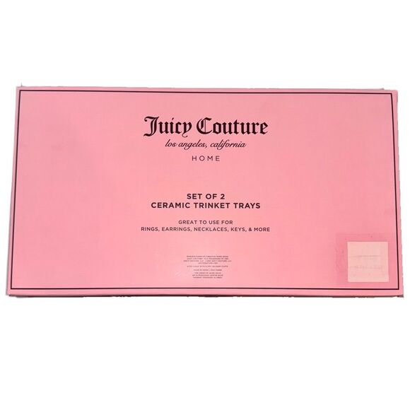 Juicy Couture Home Set of 2 Ceramic Trinket Trays Pink Heart & Red Cherries - Picture 6 of 8